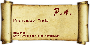 Preradov Anda névjegykártya